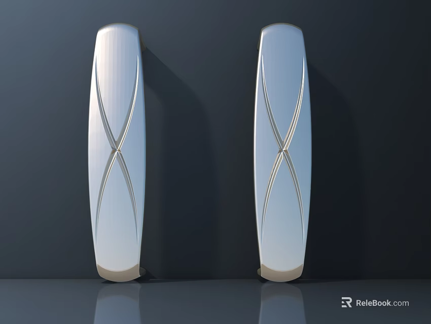 Modern Room Dividers With Sleek Cross Lines And Shiny White Surface For Interior 3d model 