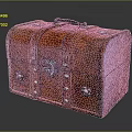 Vintage Brown Leather Trunk with Metal Lock Rivets and Handle Classic Design