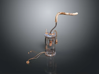 Vintage Industrial Lighting Combination With Metal Stand Glass Shade And Decorative Wires 3d model