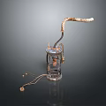 Vintage Industrial Lighting Combination With Metal Stand Glass Shade And Decorative Wires