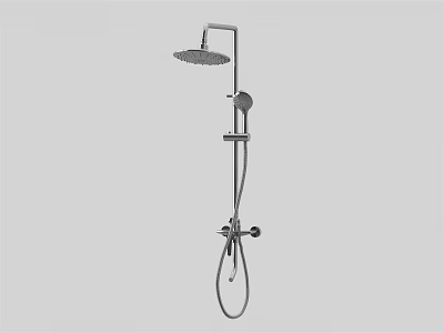 Modern Chrome Shower System With Fixed Overhead Head And Handheld Spray 3d model