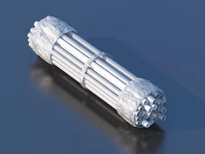 High Quality Bundled Metal Tubes Wrapped In White Material On Dark Background 3d model