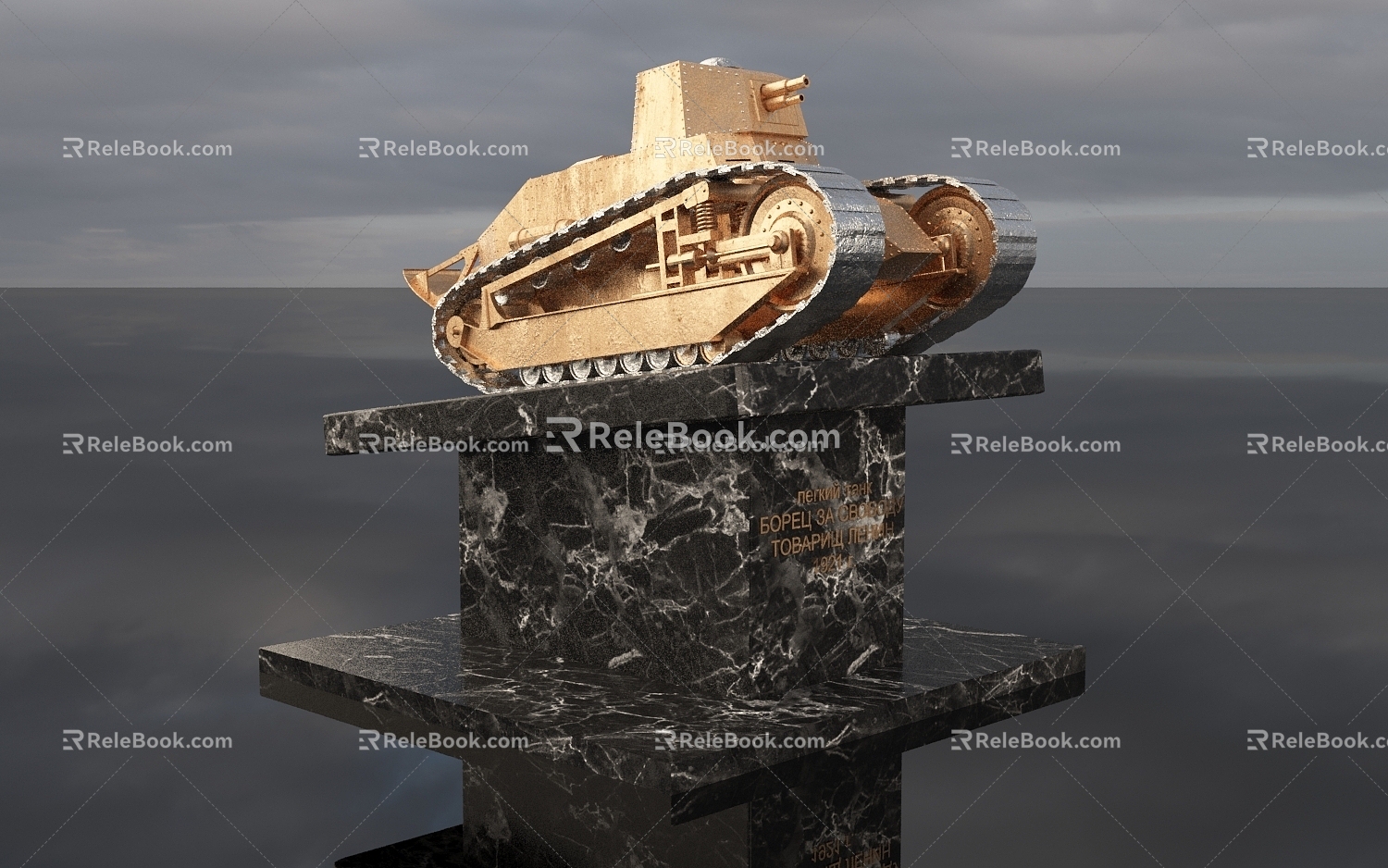 Tank Sculpture Tank Ornaments Exhibits Soviet Tank T50 Tank 3d model