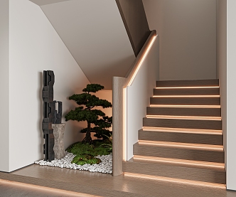 New Chinese Style Staircase Landscape Stair Handrail 3d model