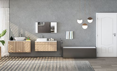 modern sink bathroom cabinet bathtub combination 3d model