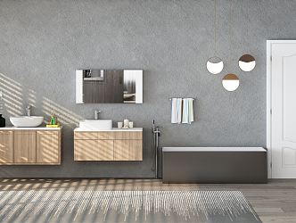 modern sink bathroom cabinet bathtub combination 3d model