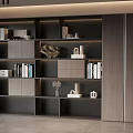 Modern Bookcase Design With Open Closed Storage Shelves And Decorative Items