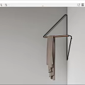 Wall Mounted Bathroom Shelf With Triangular Metal Frame And Wooden Rod Hanging Towel
