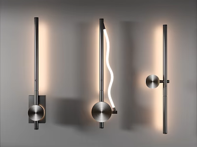 Modern Wall Lamps with Sleek Metal Finish and LED Lighting Design 3d model