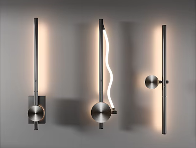 Modern Wall Lamps with Sleek Metal Finish and LED Lighting Design 3d model