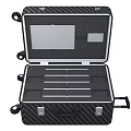 Black Carbon Fiber Laptop Storage Case With Secure Locks And Internal Compartments