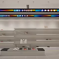 Modern Shoe Store Interior With Display Shelves And Various Footwear Collection