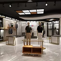 Modern Clothing Store Interior With Fashion Apparel Displays And Lighting Fixtures