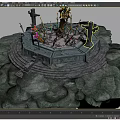 Air Suspended Island Ten Thousand Swords Array Seal Magic Altar Sendai Purgatory Altar Ancient Excalibur Lock Demon Array 3d model