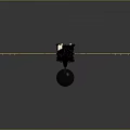 Satellite 3D Model Equipment with Black Body and Solar Panels on Gray Background