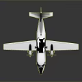 White Airplane Model With Propellers And Long Wings On Reflective Surface 3d model