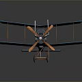 Vintage Blue And Orange Biplane Model With Round Insignias On Wings