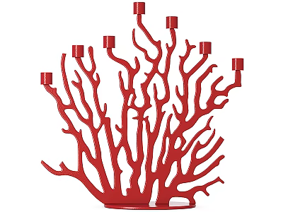 Red Coral Shaped Candle Holder With Multiple Branches For Tabletop Decoration 3d model