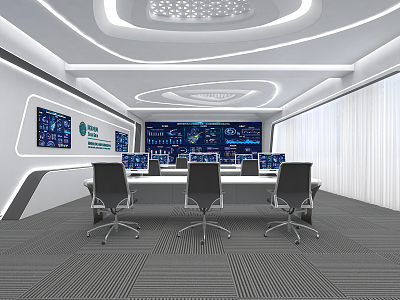 modern monitoring room command room control room 3d model