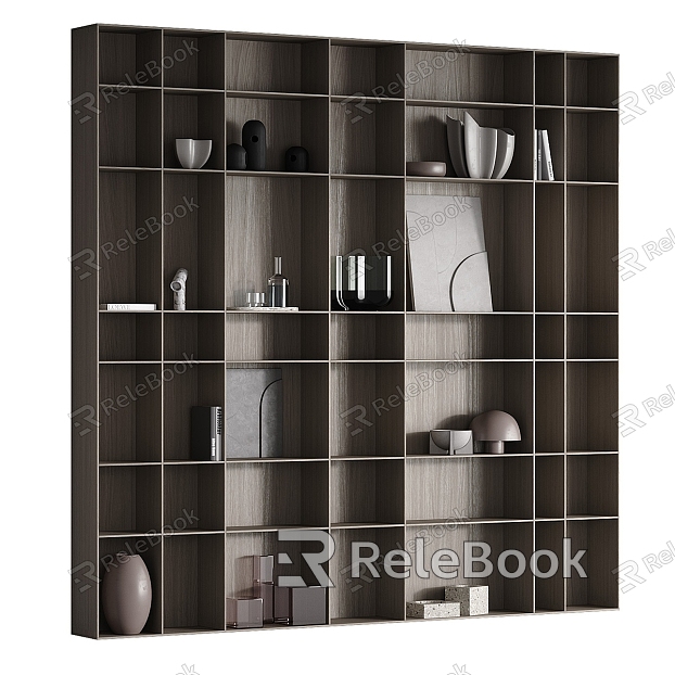 Solid wood bookshelf model