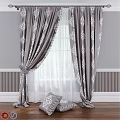 Elegant Gray Curtains With White Floral Patterns For Home Window Decor