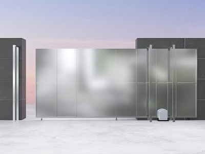 Modern Glass Partition Design With Frosted Panels Sleek Metal Frame And Contemporary Style 3d model