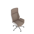 Light Brown High Back Office Chair With Armrests Metal Base And Wheels 3d model
