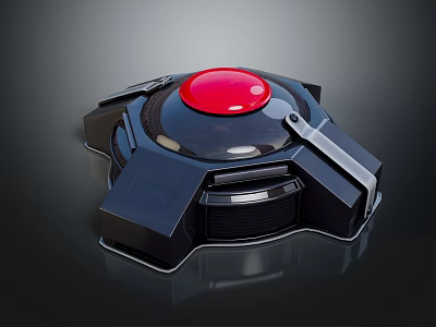 Modern Decorative Ornament Set With Black Base Red Button And Sleek Geometric Design 3d model