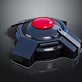Modern Decorative Ornament Set With Black Base Red Button And Sleek Geometric Design