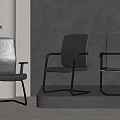 Poliform Modern Office Chairs Featuring Mesh Back Armrests And Metal Frame 3d model