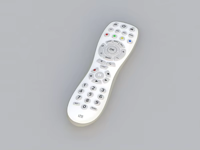 White TV Remote Control With Digital Buttons For Smart Television Operation 3d model