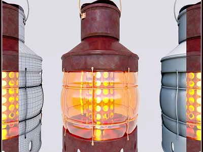 Retro Style Electric Lanterns With Warm Glow And Three Color Choices For Home Use 3d model