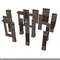 Classical Architecture Elements With Ornate Stone Columns And Decorative Frames