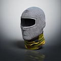 Gray Mesh Protective Headgear With Goggle Visor And Camouflage Neck Design 3d model