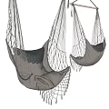 Woven Hanging Chair Set of Two with Mesh Design and Soft Neutral Cushion