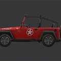 Red Open Top Toy Off Road Vehicle With White Star Logo And Roof Lights