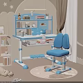 Height Adjustable Kids Study Desk With Storage Bookshelf And Ergonomic Chair For Comfortable Home Learning