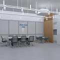 Spacious Modern Office Interior With Workstations Computers Chairs Partition And Windows 3d model