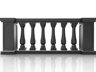 Elegant Black Fence With Decorative Balusters And Sturdy Base Design Elements 3d model