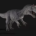 Realistic Dinosaur 3D Model With Gray Skin Red Head Horns Open Mouth And Black Background