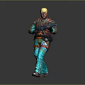Military Style Character With Green Pants Colorful Accents Yellow Hard Hat Goggles Backpack And Rifle