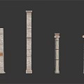Multiple Classical Style Architectural Columns On White Background With Intricate Details