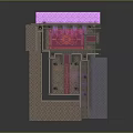 Cartoon Castle Palace Interior With Red Carpet Stairs Arched Windows Purple Lighting And Decorative Columns