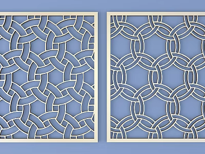Decorative Room Divider With Intricate Interlaced Circle Geometric Pattern Design 3d model