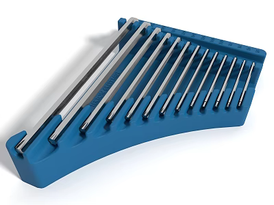 Hardware Drill Bits Set in Blue Plastic Storage Case with Silver Metal Shanks 3d model