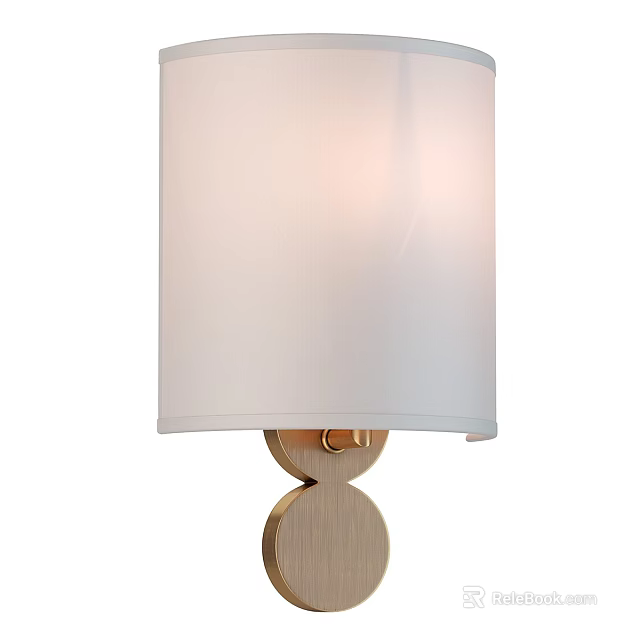 Modern Wall Sconce With White Lampshade And Circular Base Design 3d model 