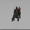 Detailed Stegosaurus Dinosaur Model With Gray Body And Red Back Plates
