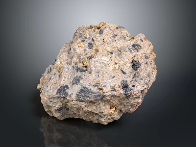 Natural Decorative Stone with Rough Surface Mixed Colors and Visible Mineral Inclusions 3d model