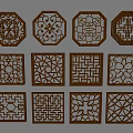 Chinese solid wood openwork window new Chinese style openwork lattice window 3d model