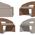 Modern Minimalist Leisure Chairs With Curved Armrests In Beige And Brown Tones